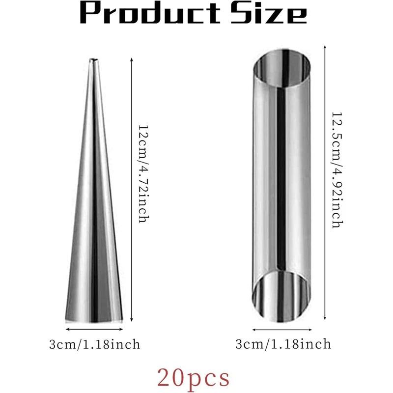 كريم القرن قالب مجموعة كريم الفولاذ المقاوم للصدأ قالب الخبز Cannoli أنبوب قوالب مخروط قالب الخبز