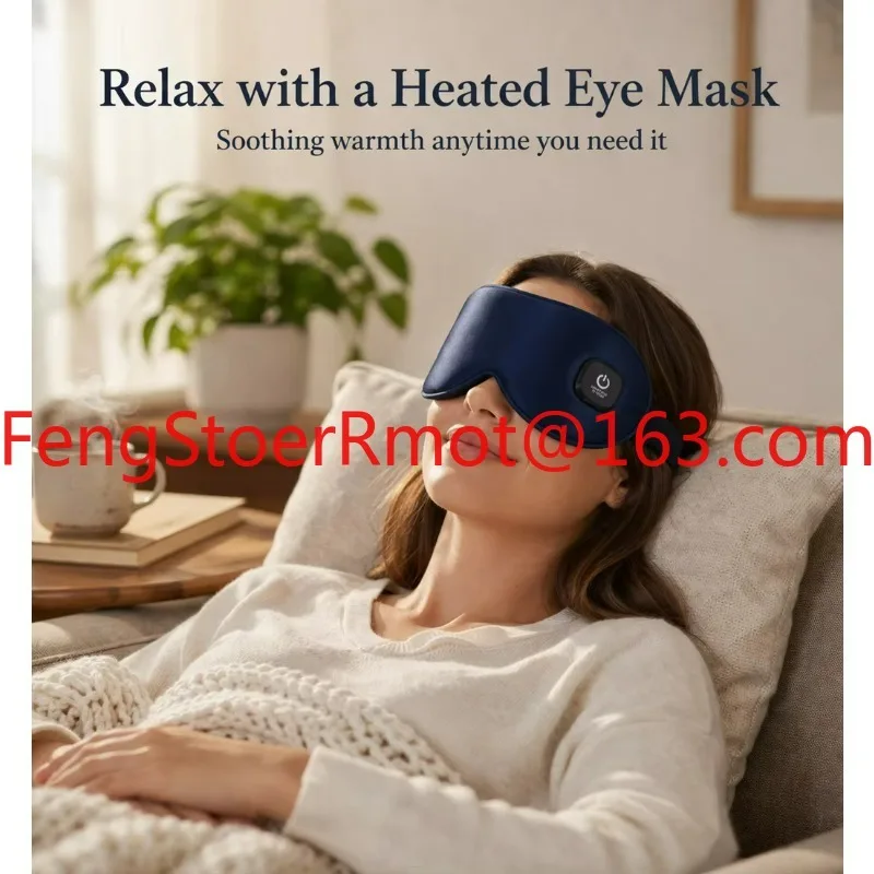 Cordless silk heating eye mask for hot compress on the eyes, suitable for dry eye syndrome MGD