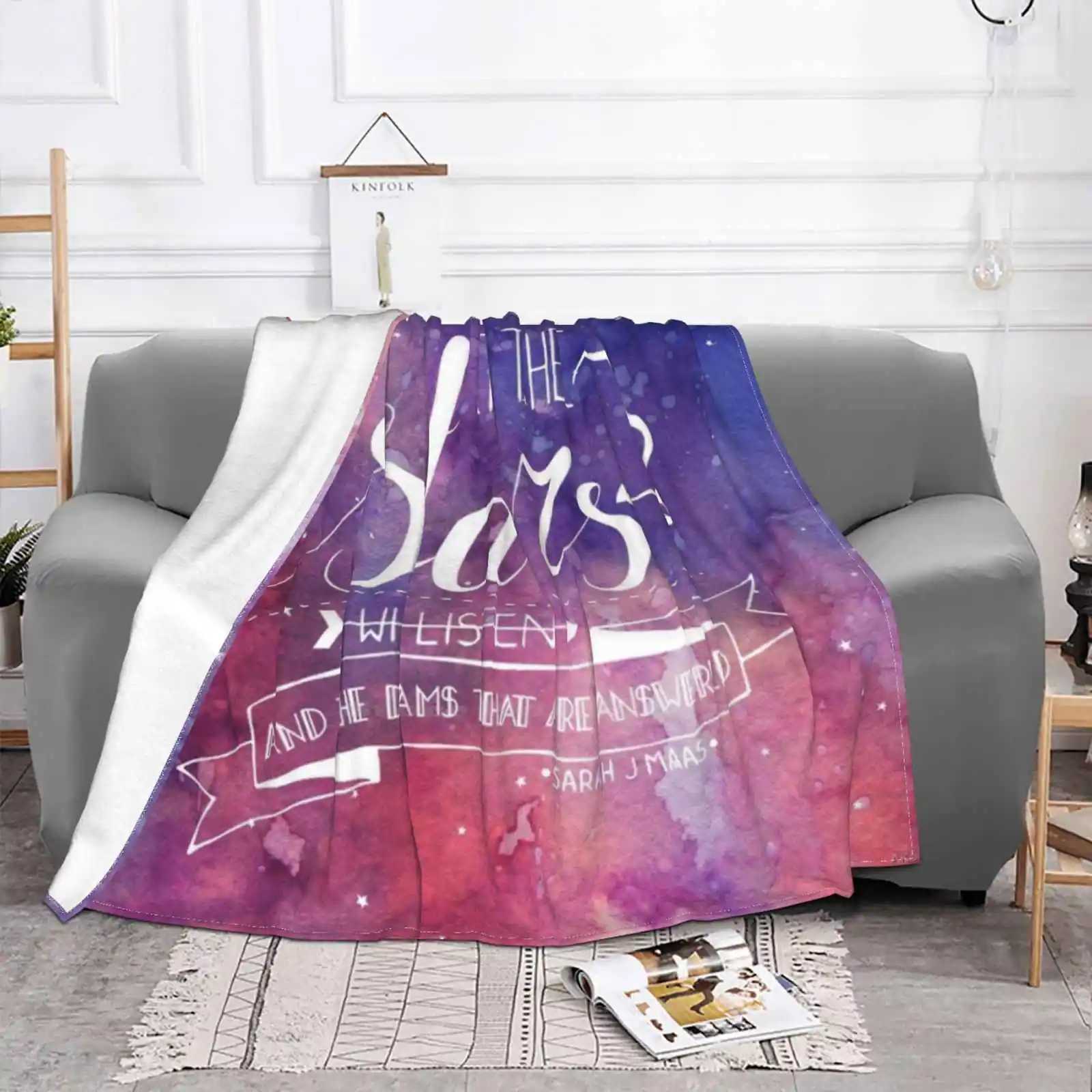 To The Stars Acomaf Quote Blanket Soft Warm Travel Portable Blanket Acomaf Acotar Rhysand Night Court Feysand Feyre A Court Of