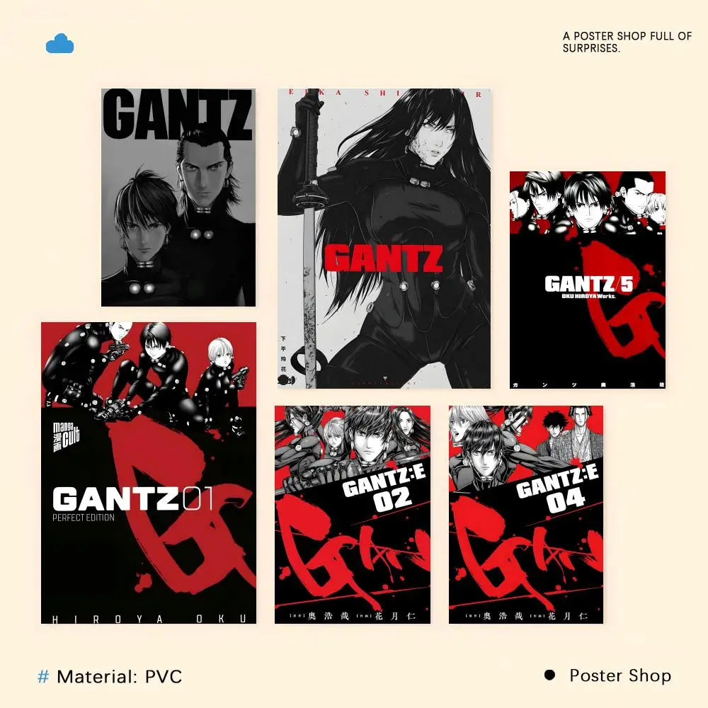 Póster de Manga G-GANTZ, calcomanía artística de pared HD resistente al agua, decoración estética autoadhesiva para el hogar
