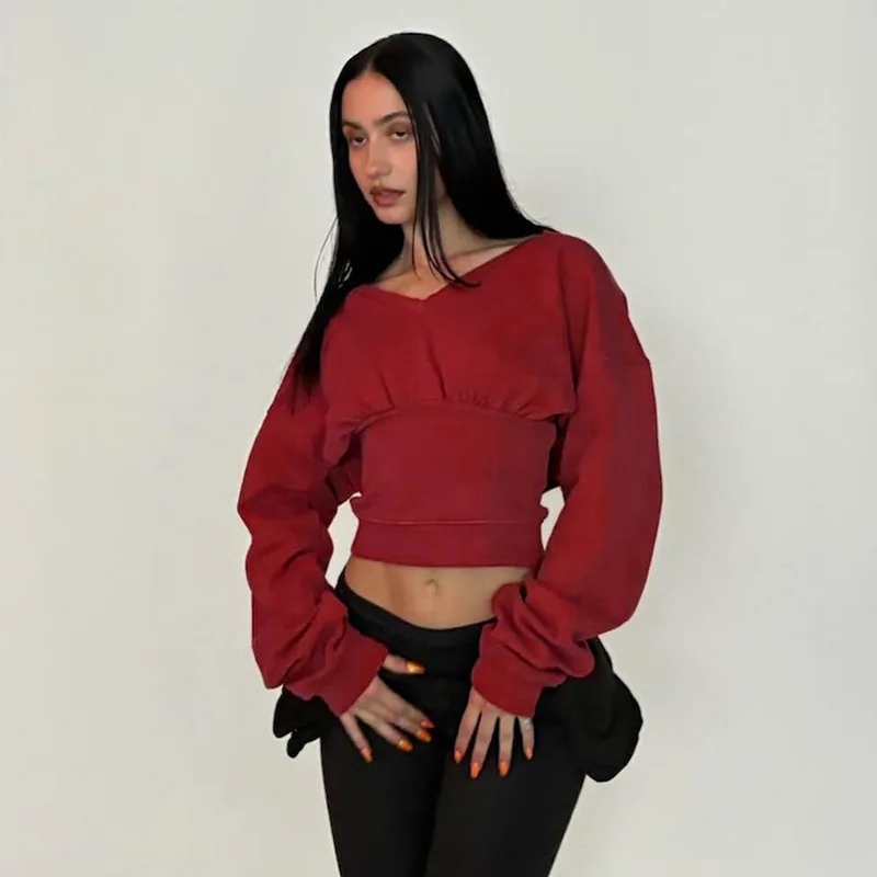 

Y2k Clothes Harajuku Gothic Retro High Street Slim Fit Short Women Pullovers Hoodies Autumn Winter Streetwear Top