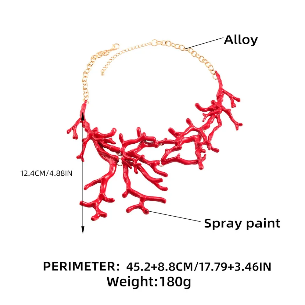 قلادة من سبيكة المرجان الأحمر ، قلادة بوهيمية عتيقة ، أطواق مرجانية مبالغ فيها ، مجوهرات أنيقة ، جديدة ، عصرية #6