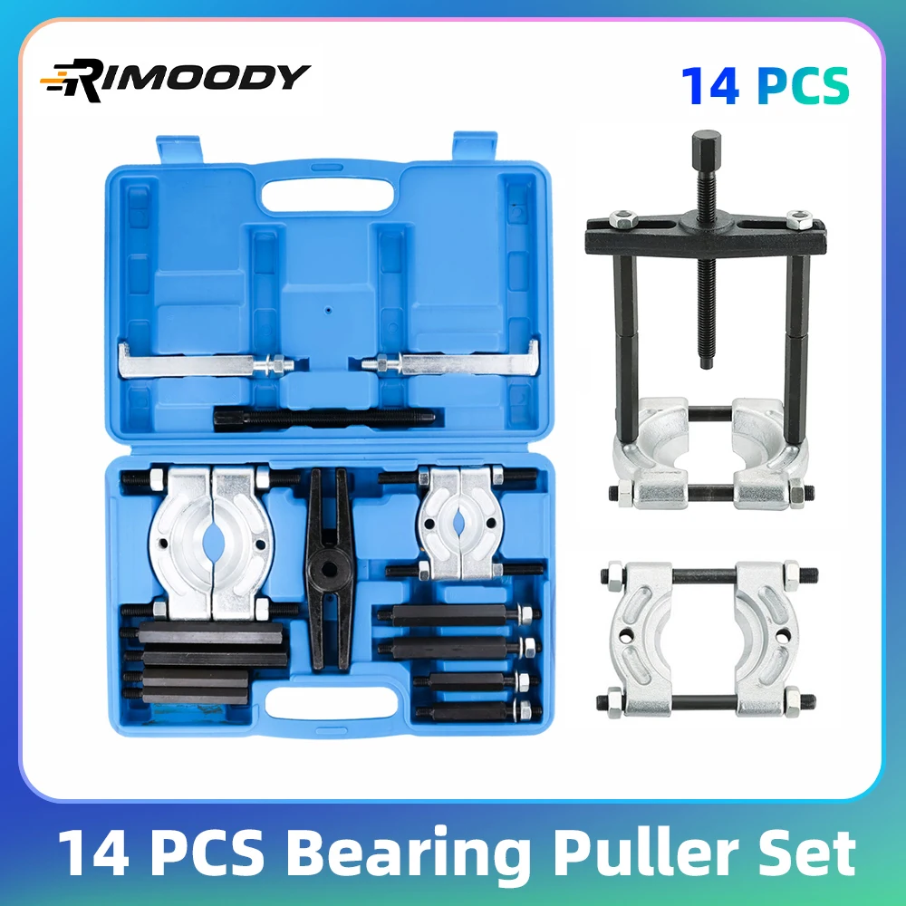 Juego de extractores de rodamientos Rimoody, separador de rodamientos de capacidad de 14 Uds., Kit de extracción de rodamientos de rueda de piñón, Kit de herramientas divisores de rodamientos con estuche