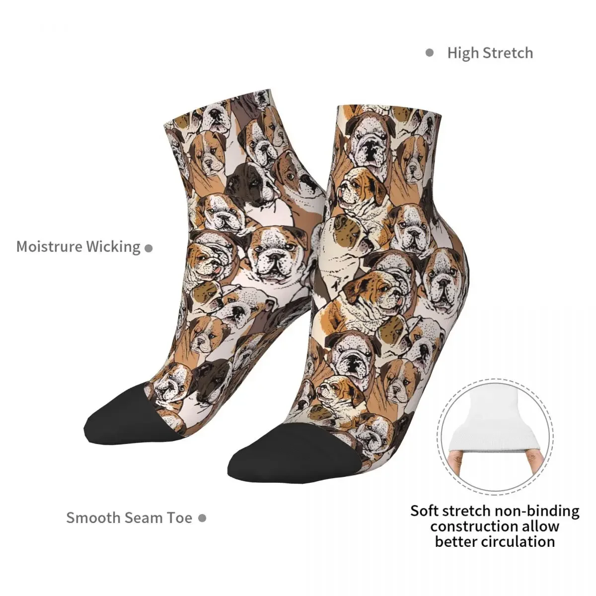 Calcetines tobilleros de Bulldog Inglés para hombre y mujer, medias de verano, Harajuku, Social