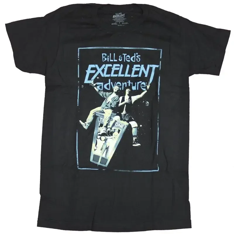 Bill and Ted s Excellent Adventure Mens T Shirt Phone Booth Ride Image