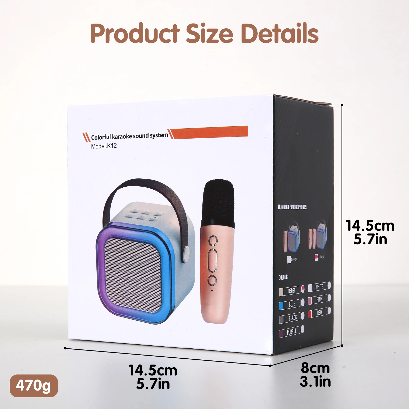 

1 комплект портативных Bluetooth-динамиков для караоке с 2 беспроводными микрофонами для детей и взрослых, домашнего использования, активного отдыха