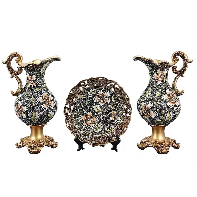European milk pot vase ornament living room flower arrangement dried flower retro creative high-end luxury TV cabinet entrance