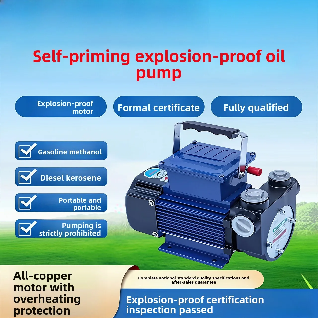DYB‑80 Self‑Priming Explosion‑Proof Electric Fuel Transfer Pump 220V High‑Flow Portable Refueling Pump For Diesel Methanol