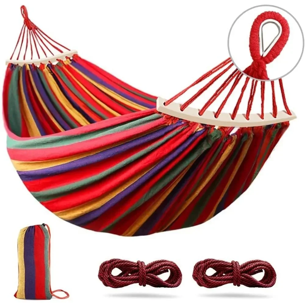 Hammocks，Portable thickened canvas with two anti roll balance beams and sturdy metal knot straps  Hammocks