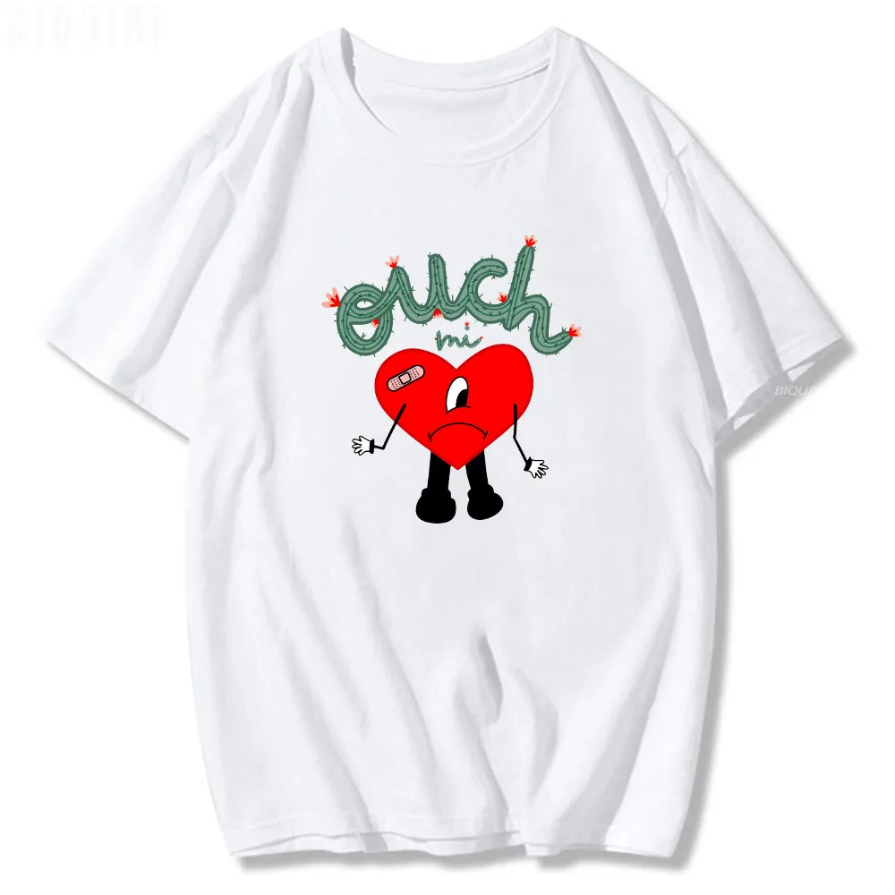 2022 Bad Bunny Tshirt Haces Bonito Love Eyes Graphic Print Tees O-Neck Camisetas 100% Cotton Manga Clothes Short Sleeve Japanese