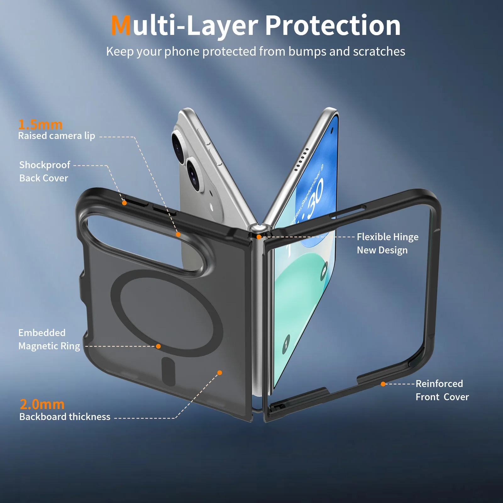 Für iPhone Duo Hülle Leistungsstarke Magnetische Saugkraft Hartschale TPU+PC Matt Anti-Sturz Handyhülle Transluzent Mattiert – Detail 10