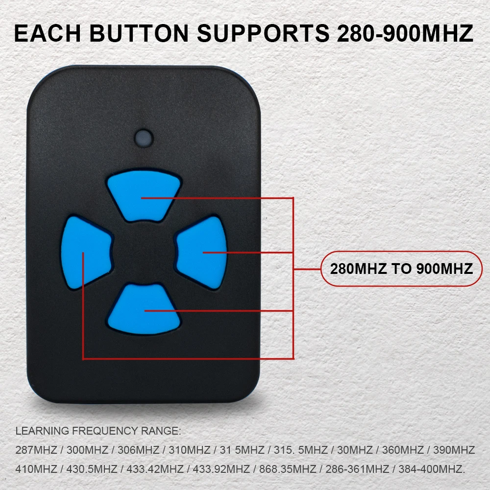 Imagem -03 - Garagem Door Controle Remoto Duplicador Multi-frequency Code Grabber Clone Portão Keyfob Opener 280mhz868mhz 433.92mhz Novo 2023