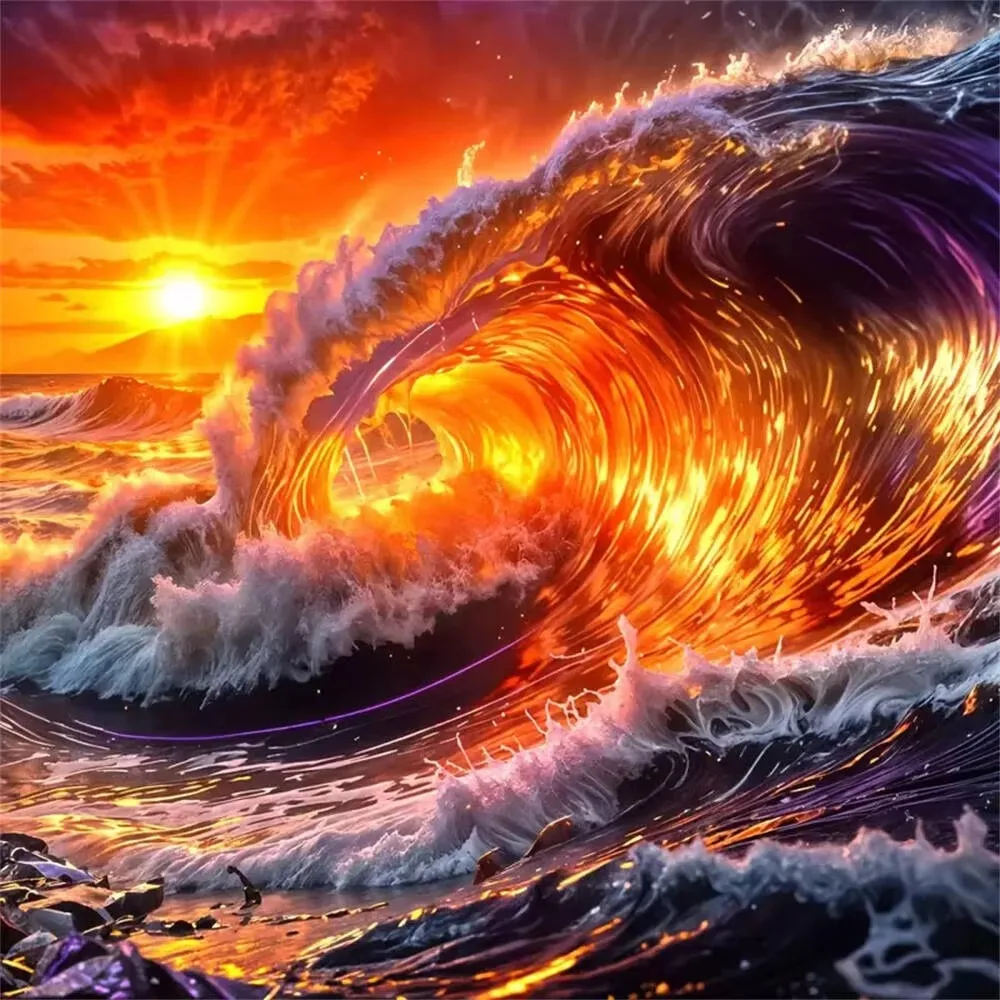 Adult Jigsaw Puzzle 1000 Pieces Puzzle Glowing Sea Wave Paper Puzzle Decorative Painting Exercise Brain Thinking
