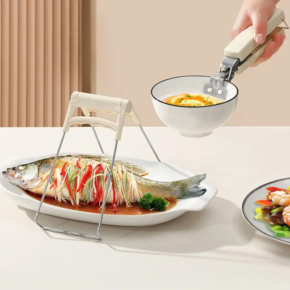 Anti-Scalding Bowl Clip Strong Stainless Steel Plate Gripper Comfortable Grip Hot Bowl Dish Clip Heat Insulation Plate Removal T