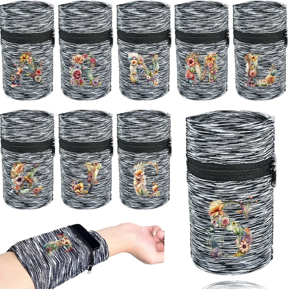 Wrist Brace Bag Sports Wristband Bags Wrist Protector Running Sport Safety Grey Series Support Brace Wrap Wristband Floral Style