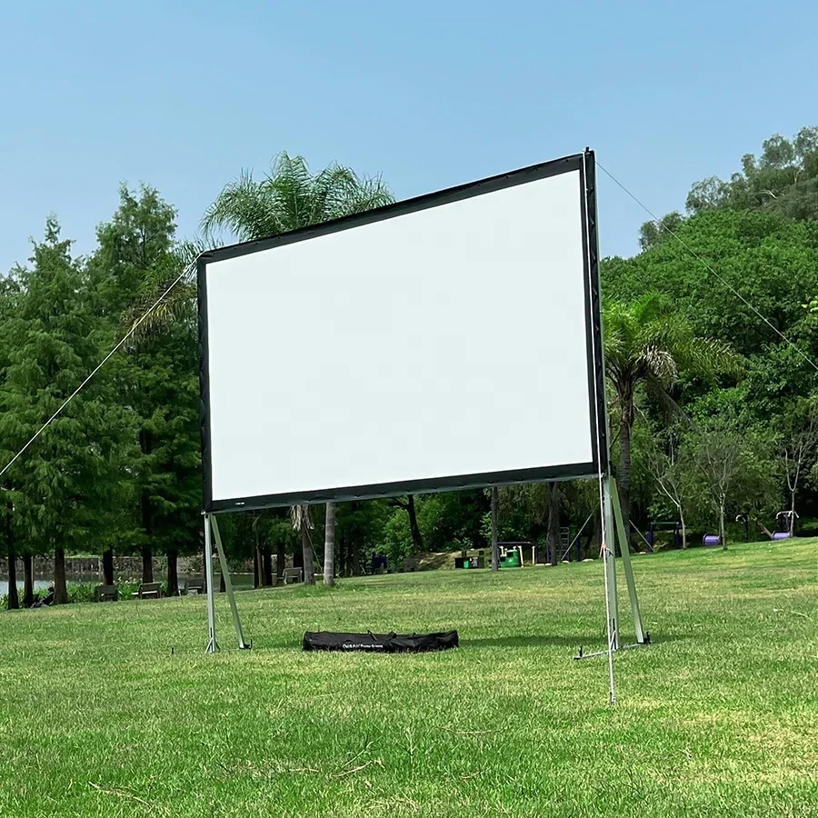 SCREEN PRO 144 Inch Outdoor Portable Fast Folding Projector Screen with Stand 16:9 4K Ultra HD 3D Movie Theater Cinema