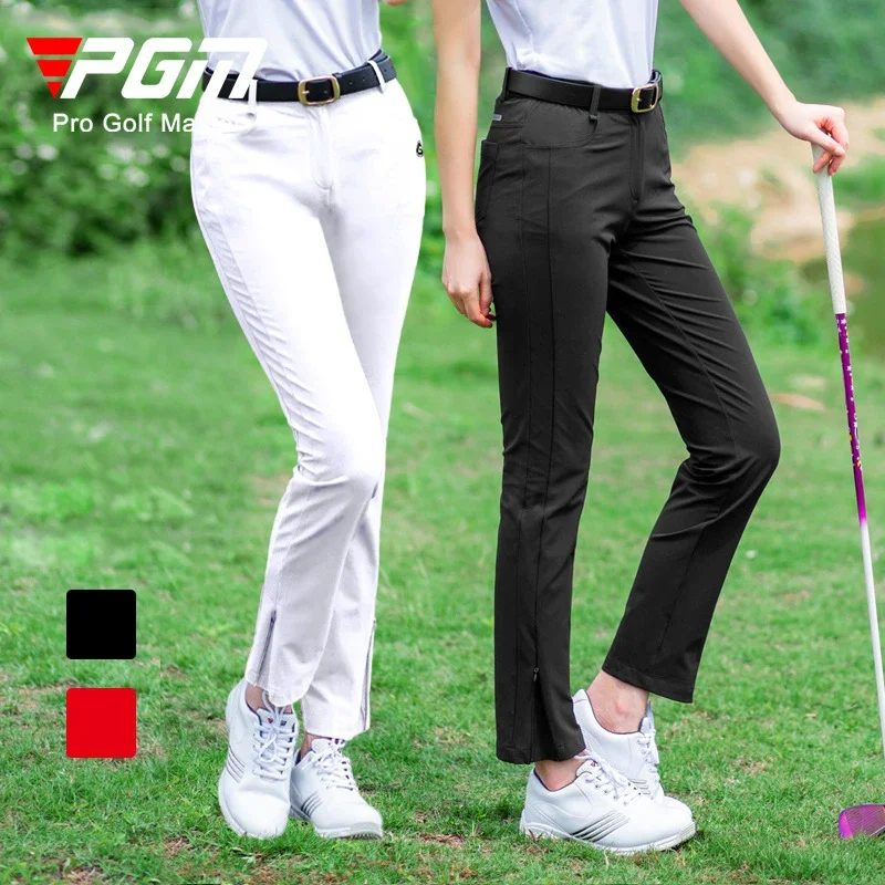 

PGM Women Golf Pants Ladies Breathable Quick Dry Trousers Female Elastic Waistband Sweatpants Slim Split Casual Golf Pants