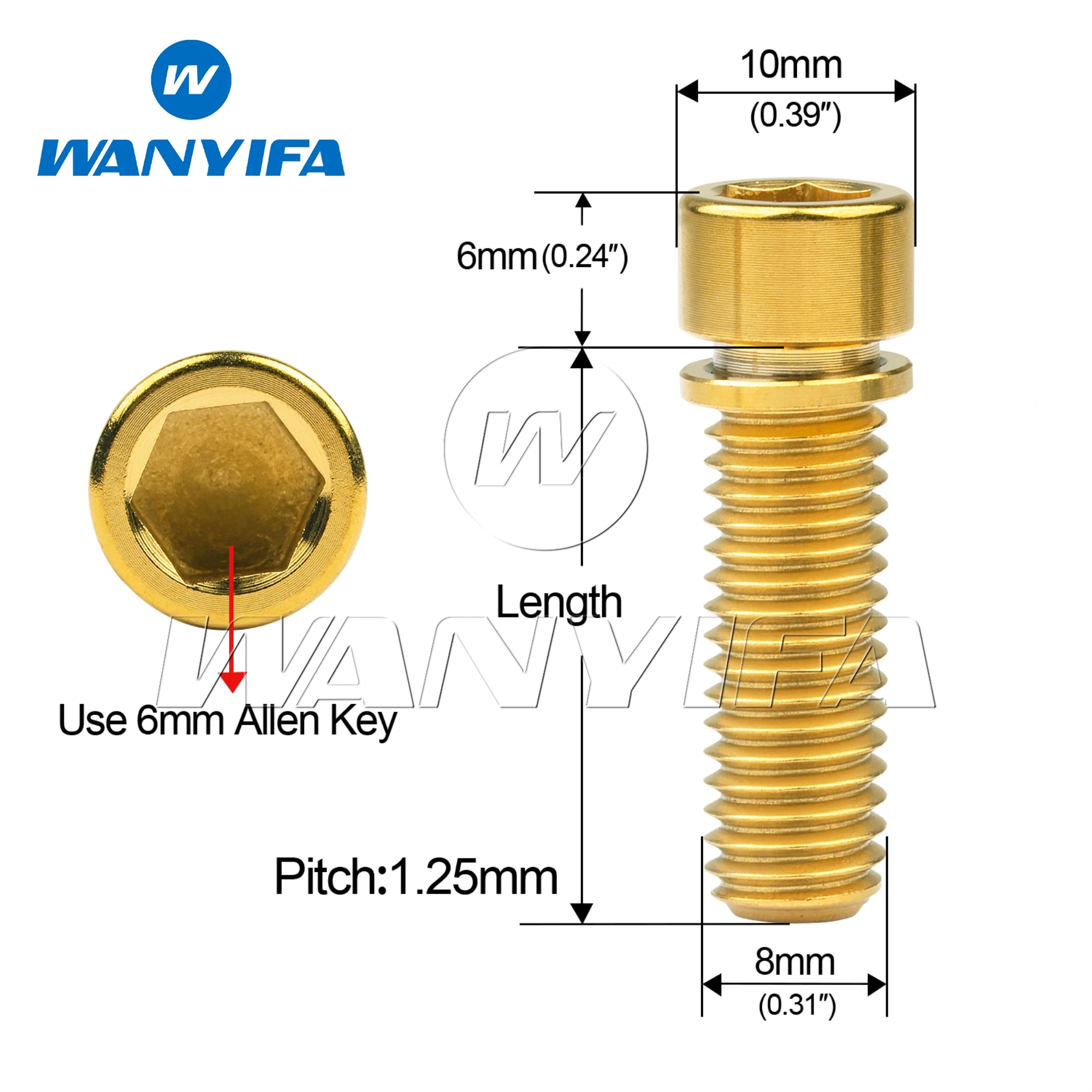 Wanyifa Titanium Ti Allen Small Head Bolt M8x 20 25mm Screws with Washers for BMX Bike Bicycle Stem