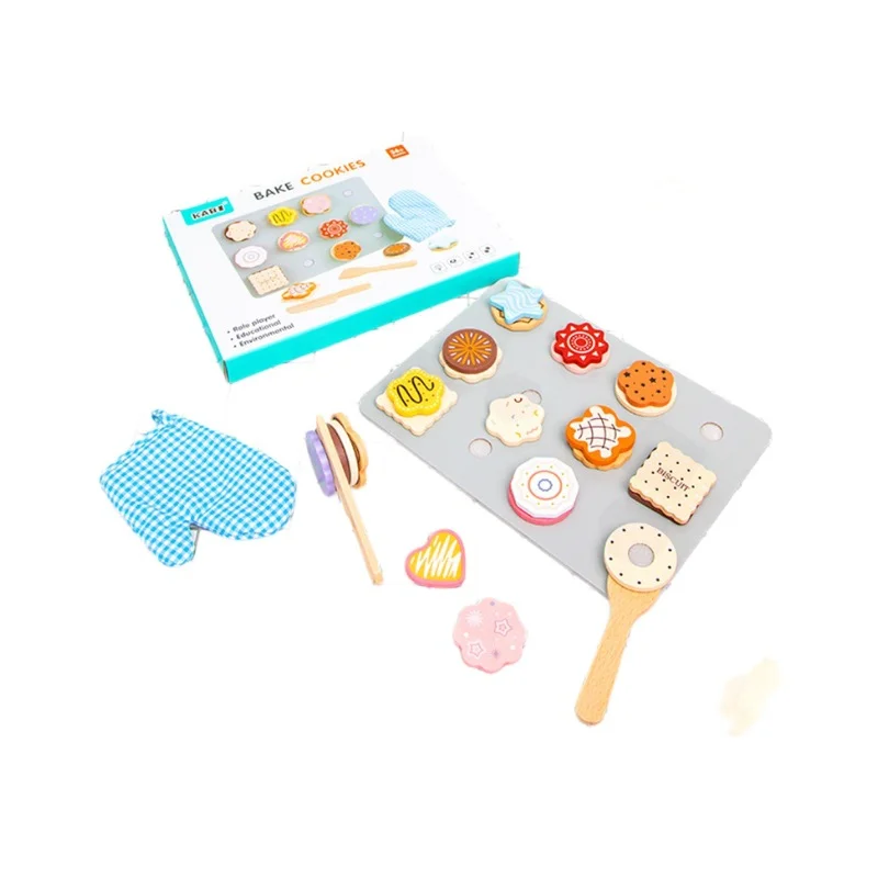 Jouet éducatif en bois, ensemble de biscuits/biscuits simulés pour les tout-petits, apprentissage Montessori, jeu de rôle, cuisine, cuisson, cadeau