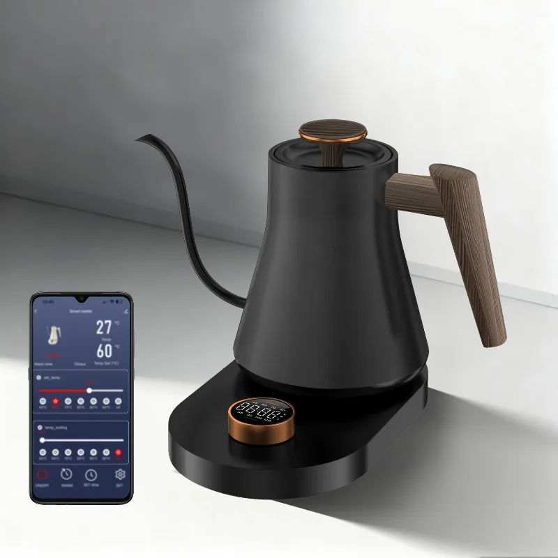 Warm Time Preset Mini Gooseneck Smart Electric Kettle Tea Coffee 800ml WIFI Tuya Alice Google Temperature Controller