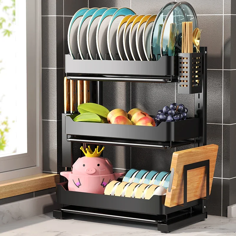 Kitchen storage rack, dishes, bowls, and plates storage rack, drainage rack, household wall mounted countertop, bowl rack