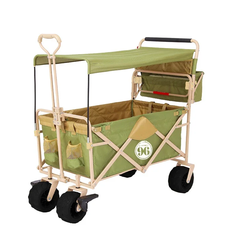 F038 Utility portable folding outdoor camp park cart beach stroller wagon with canopy