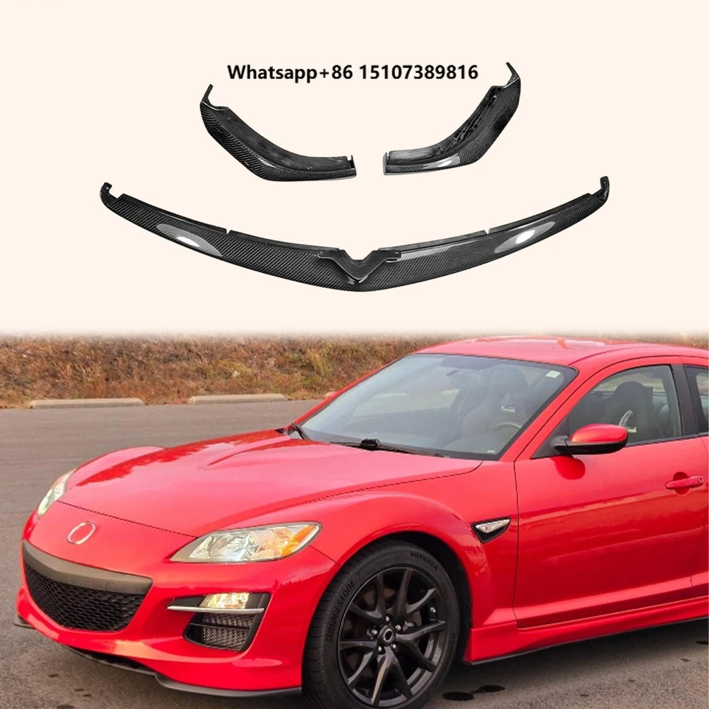 For RX8 Late Only 09-12 R3 TK Style Carbon Fiber 3PCS Front Bumper Lip