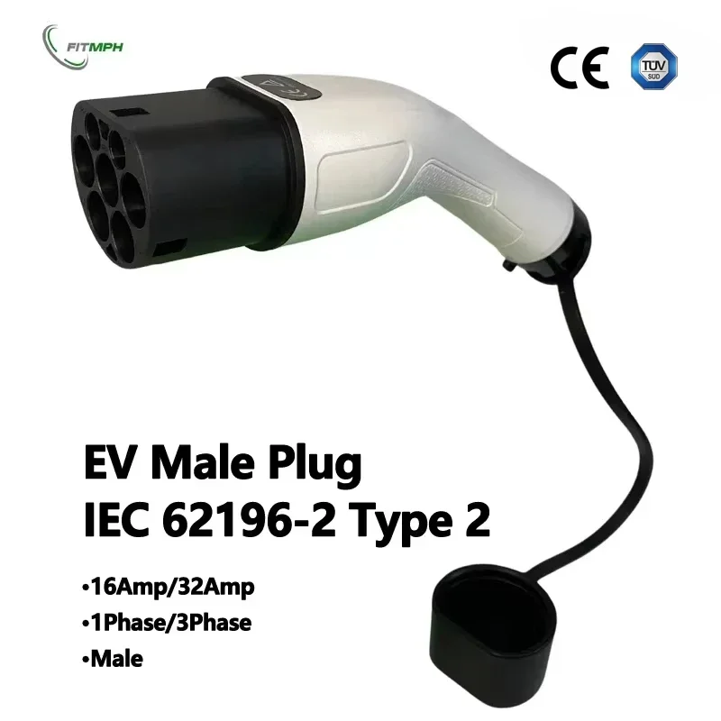 Wtyczka męskiego złącza ładowania EV FITMPH Typ 2, do podłączenia do stacji ładowania EV, 3-fazowa 32A IEC 62196-2.
