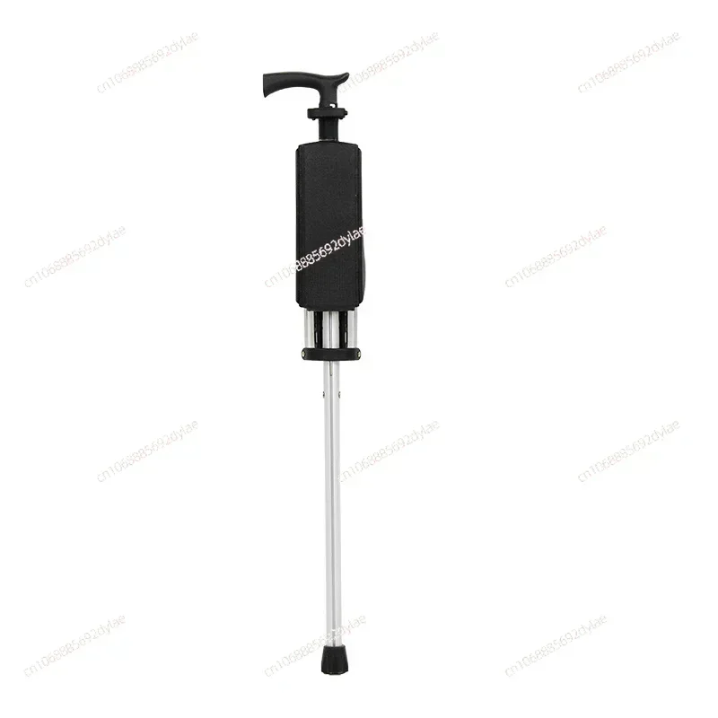 Aluminum Alloy Foldable Walking Cane Stick with Seat Adjustable Elderly Crutch Chair with Stool