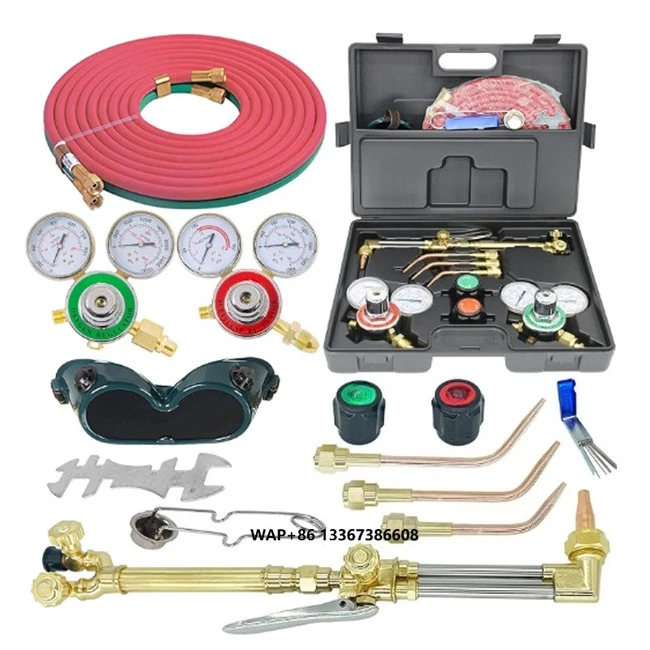 

Welding Cutting Torch Kit With Cutting Nozzles Heating Tip Oxygen Acetylene Regulator OX/AC Welding Hose Cutting Torch Set