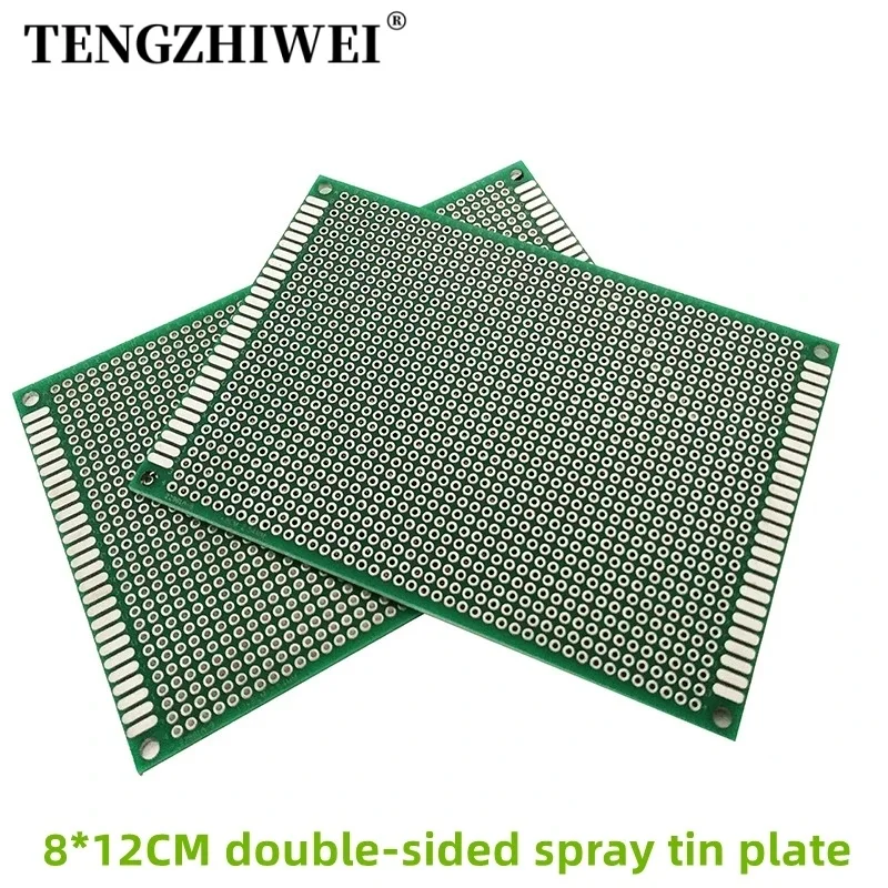 2PCS 8*12cm double-sided spray tin universal board 1.6mm glass fiber board PCB board experimental board 2.54mm hole board