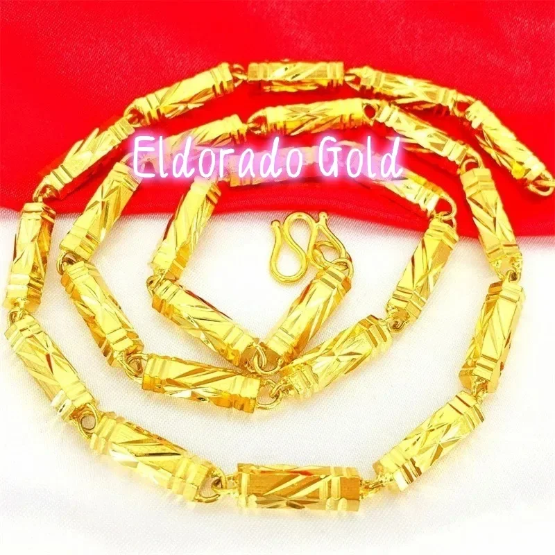 Eldorado Gold   Eldorado Gold 2025 2025High Quality AU750 18K Men's Charm Necklace, Personalized Design Hexagonal Bamboo Chain H