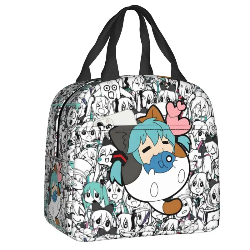 

Custom Hatsuned Mikues Cartoon Insulated Lunch Bag for Waterproof Voice Anime Cooler Thermal Lunch Tote Kids School Children