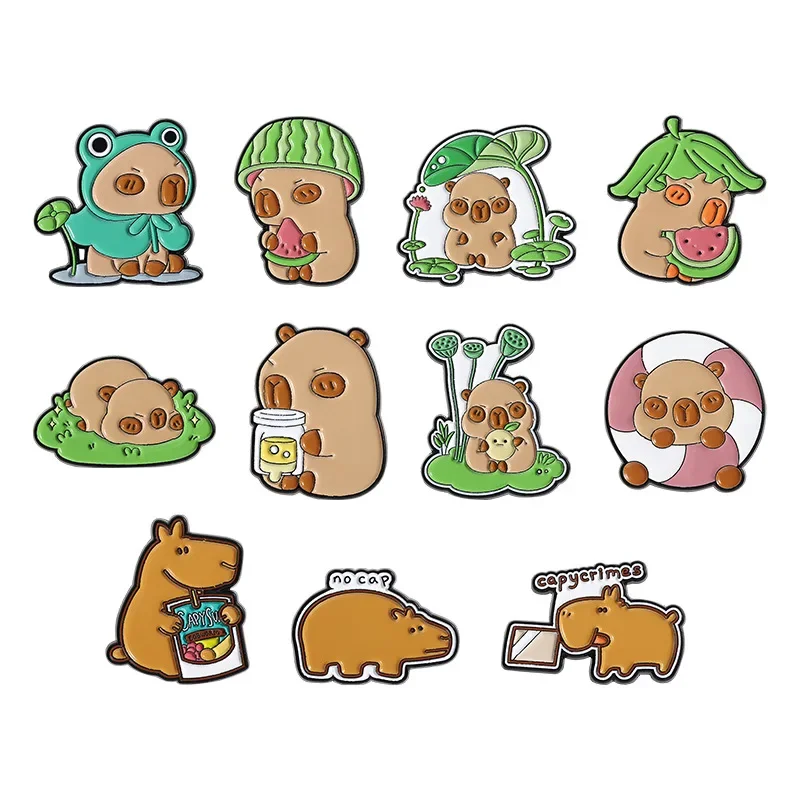 Enamel Pin Cartoon Water Dolphin Watermelon Head Lotus Leaf Shape Metal Badge Accessory Personalize Gift Alloy Brooch Lapel Pins