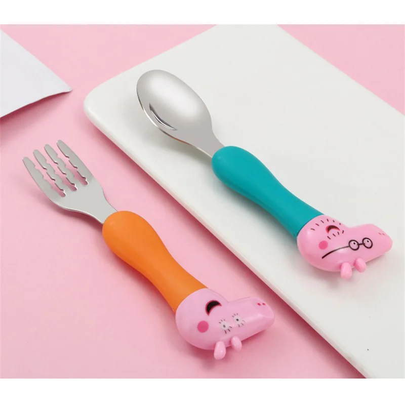 Peppa Pig Fork Spoon Set Children Tableware Fork Spoon George Pig Dad Mom Suit Cartoon Figure Toys Gifts Girls Boys 2024 Gifts