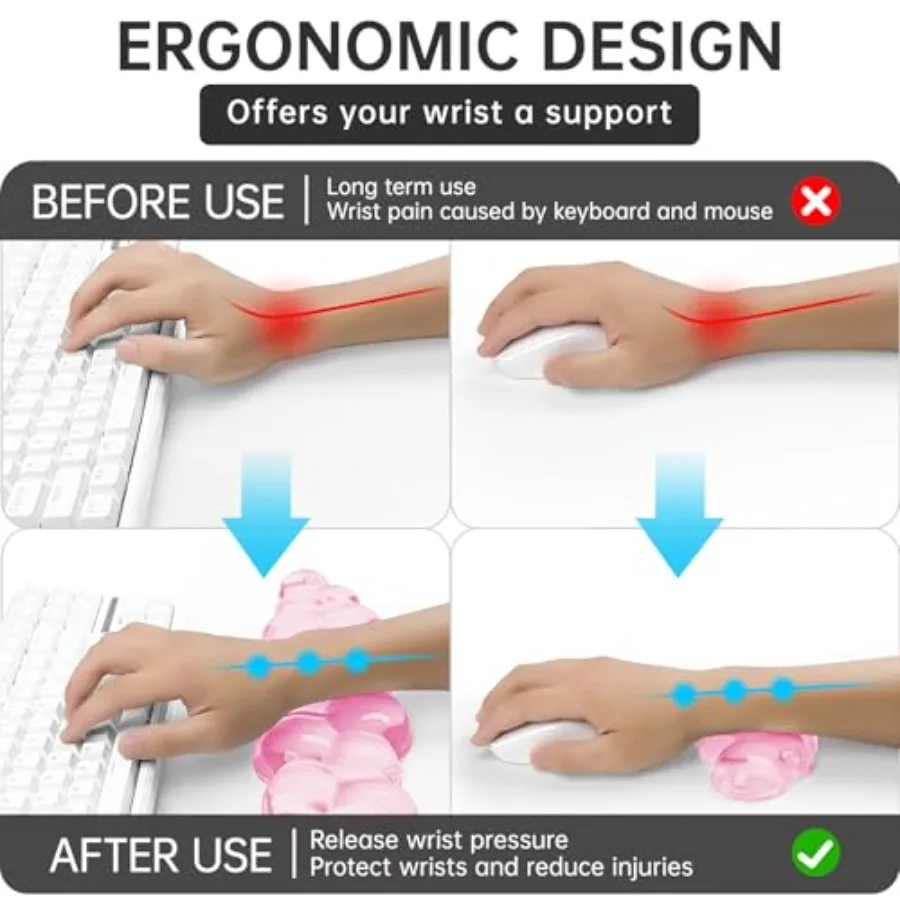 Mouse Pad with Wrist Rest, Soft Cloud Gel Keyboard Mouse Pad Set with Hand Wrist Support, Cute Non Slip Office Desk Accessories - view 4