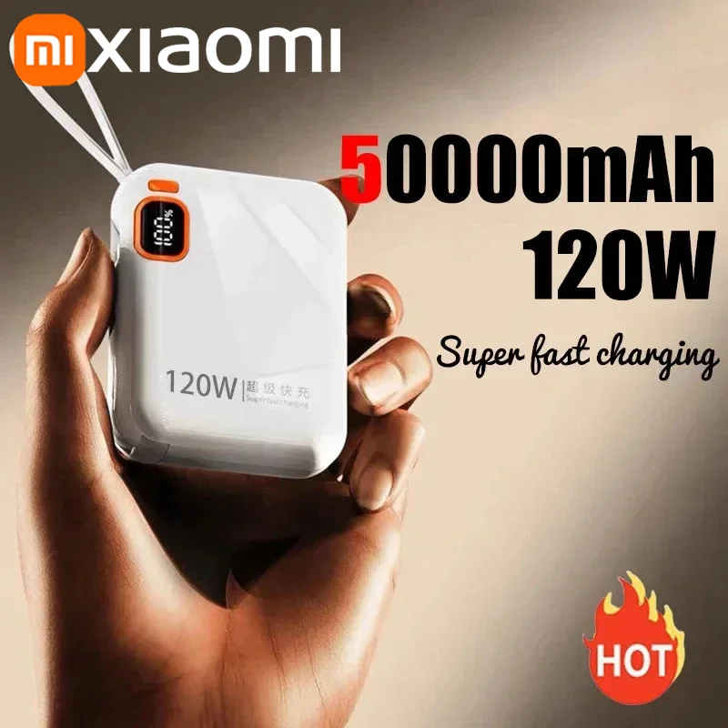 120W Mini Power Bank 30000mAh Super Twee Manieren Snel Opladen LED Digitaal Display Met Kabel Draagbare Externe Batterij Mobiele Power