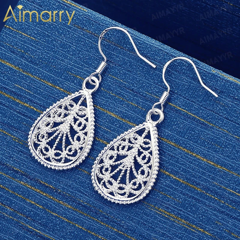 925 Sterling Silver Hollow Water Droplet Flower Earrings for Women's Parties Banquets Weddings High-quality Fashion Jewelry