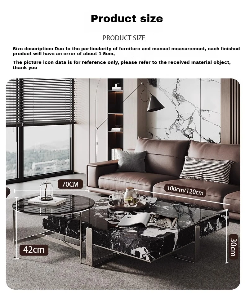 Black White Quartz Square Coffee Table Set, Italian Minimalist Designer for All Spaces, Heat & Scratch Resistant, Customizable