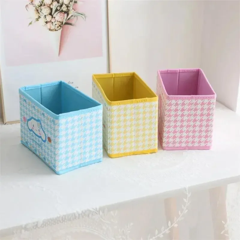 Cute Sanrio Hello Kitty Cinnamoroll Desktop Storage Box Cute Kuromi Pochacco Sundries Toy Underwear Stationery Organizer Basket