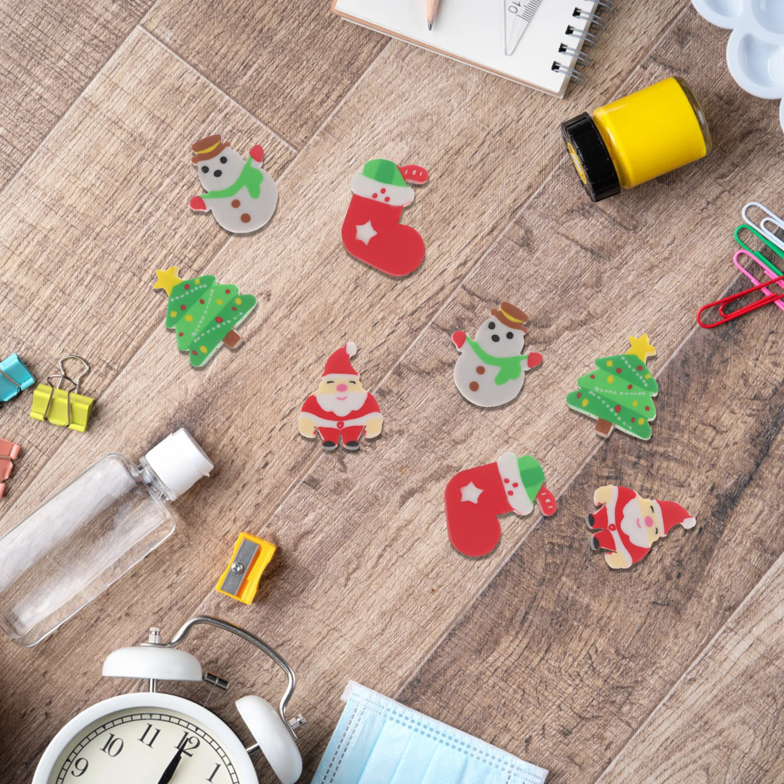 

50Pcs 3D Santa Snowman Christmas Tree Erasers Material Festive Designs Ideal for Xmas Party Favors Classroom