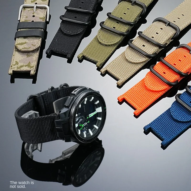 النايلون حزام ساعة اليد ل كاسيو PROTREK 5480 PRW-7000 PRW7000FC PRW-7000X تعديل حزام الساعات الرياضة مقاوم للماء تنفس سوار