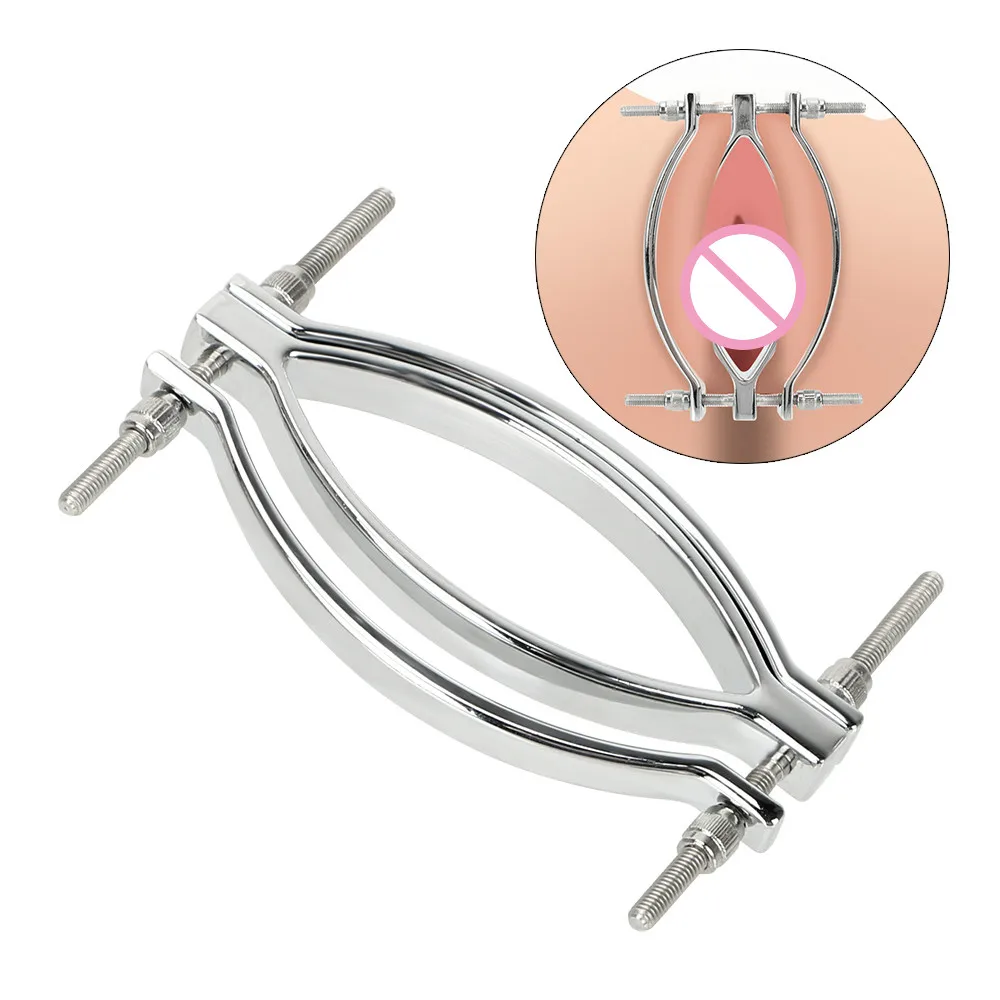 Metal Labia Clamps Clitoris Teasing G Spot Stimulator Vagina Speculum Inspecting Adult Bondage Masturbator Sex Toy For Women