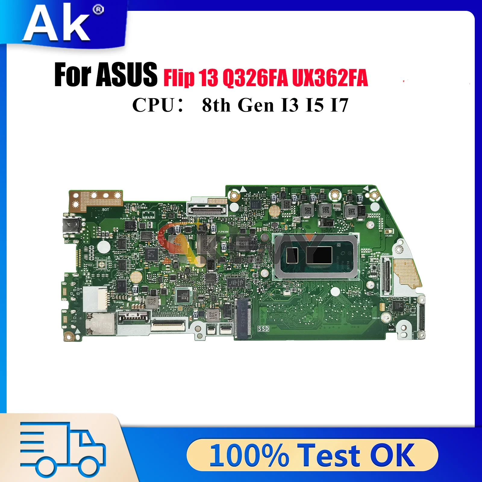

UX362FA Материнская плата для ноутбука ASUS ZenBook Q326FA UX362FA UX362F 13-функциональная материнская плата для ноутбука с процессором I3 I5 I7 100% tests OK stk