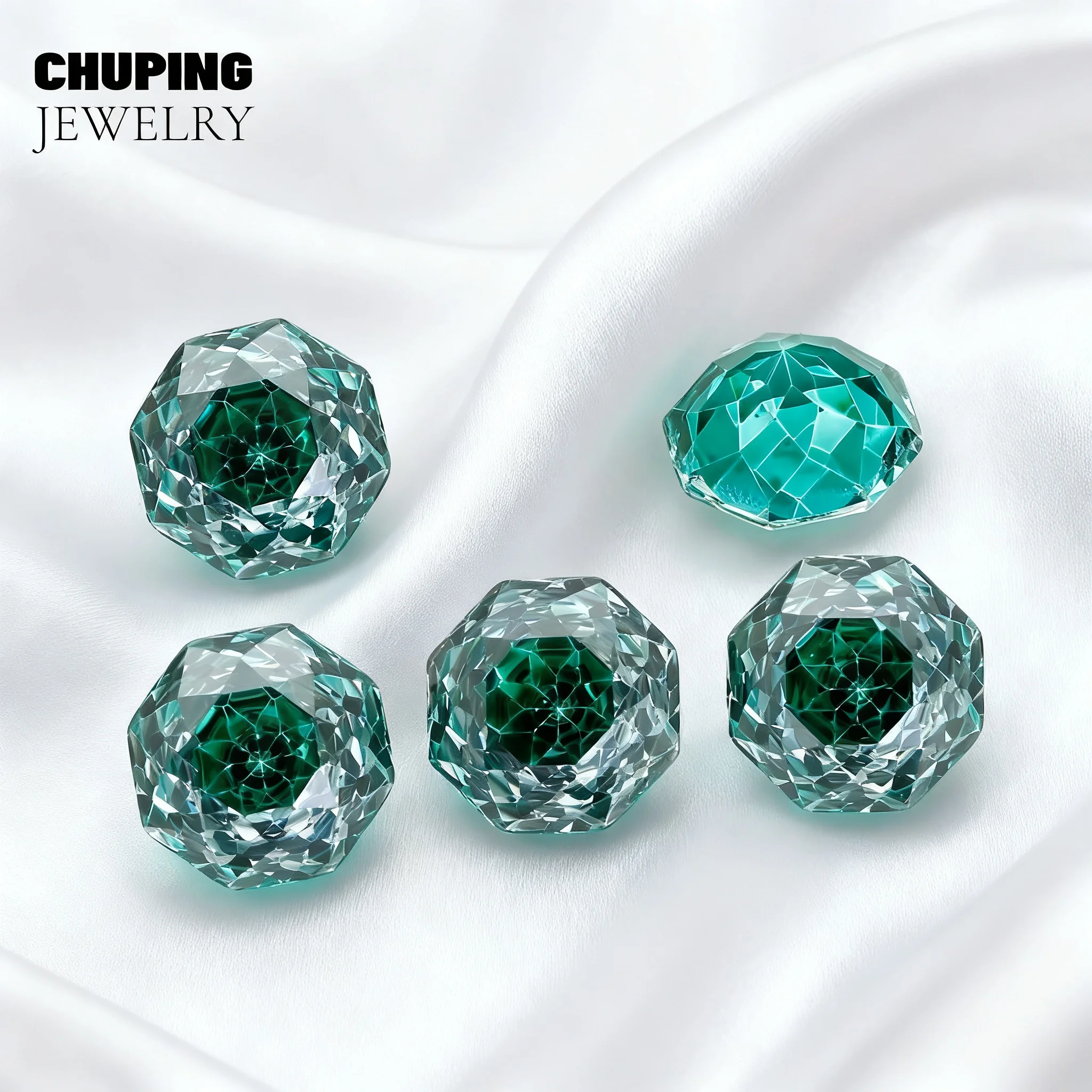 

ChuPing Jewelry 5A Grade Mystic Green Cubic Zirconia Millennium Rose Cut Stud with Lab CZ Making Loose Gemstone Jewelry