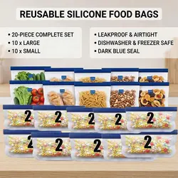 Reusable Silicone Food Storage Bag Upgrade Leakproof Containers Top Freezer Ziplock Shut Bag Silicone Bag Food Fresh Storage Bag