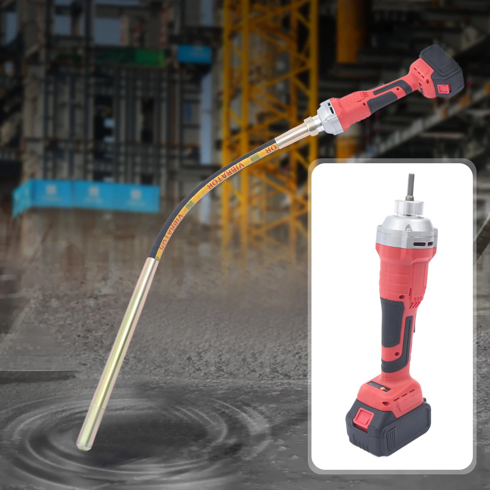 Rechargeable Concrete Vibrator 750W Brushless Lithium Battery Small Portable Cement Vibrator