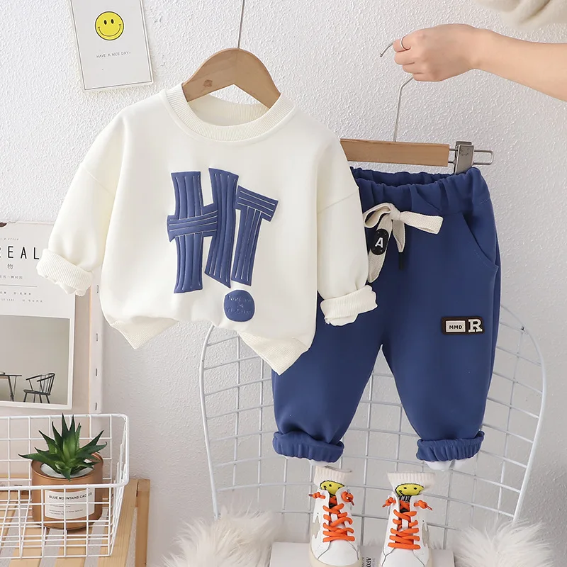 

2024 Spring Autumn Baby Boys Clothing Sets Children Cotton Letters Sweatshirts Pants 2Pcs Suit For 1-5 Years Kids Casual Outfits