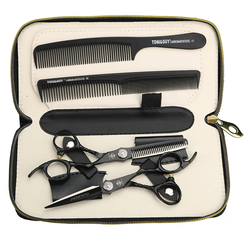 

XUANFENG 6 inch black lacquer hair scissors, steel hairdresser cutting scissors and thinning scissors