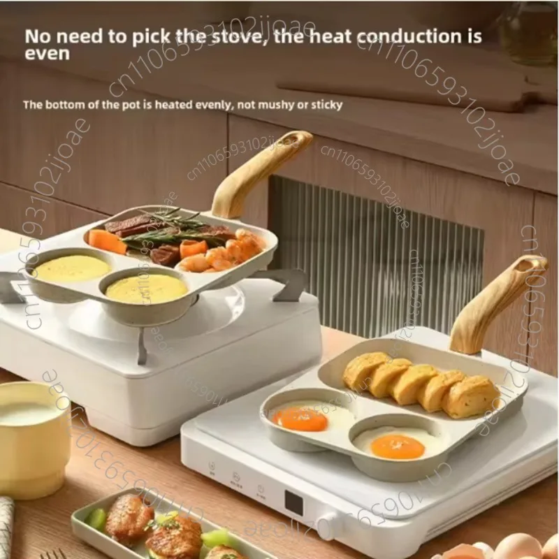 Universal 3 household anti-scalding bacon steak egg kitchen plate breakfast frying pan non-stick cookware